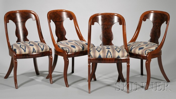 Appraisal: Set of Six Classical Mahogany Gondola Chairs with Upholstered Slip