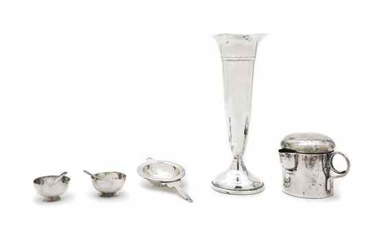 Appraisal: A Group of Four Sterling Articles a vase cup with