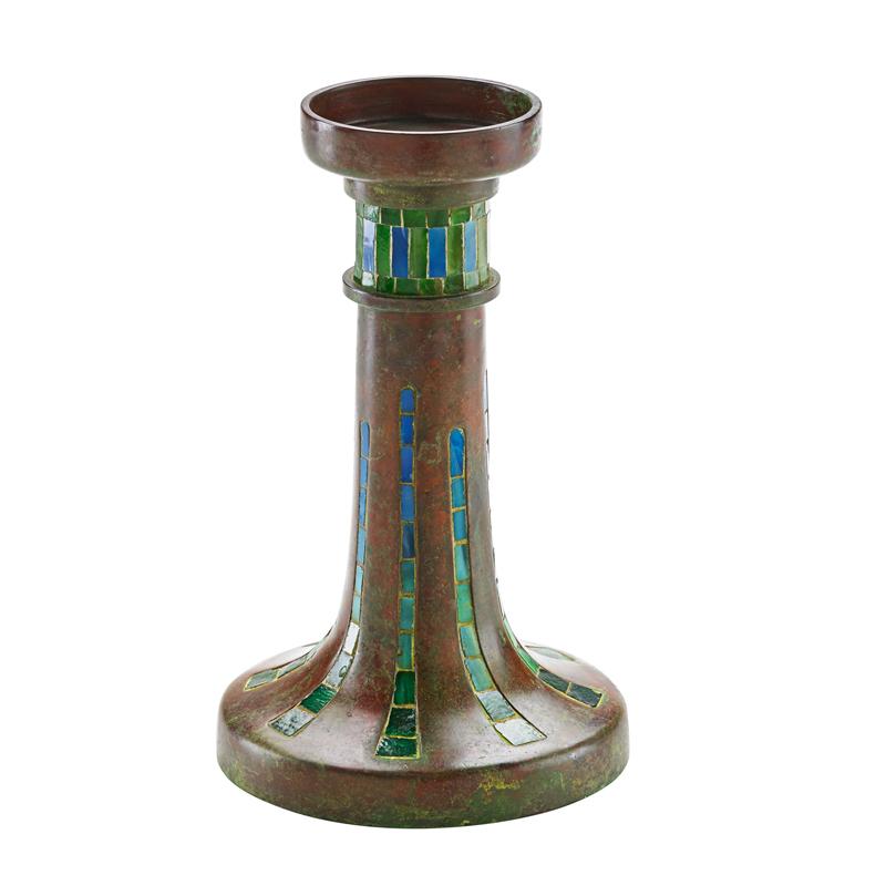 Appraisal: TIFFANY STUDIOS Fine mosaic candlestick TIFFANY STUDIOS Fine mosaic candlestick