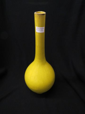 Appraisal: Chinese Yellow Pottery Vase stick neck tall early