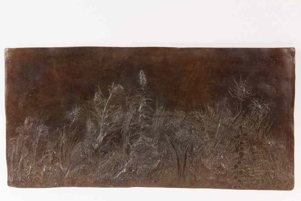 Appraisal: BRONZE BAS RELIEF by Leonard Baskin - 'Thistle' in memory