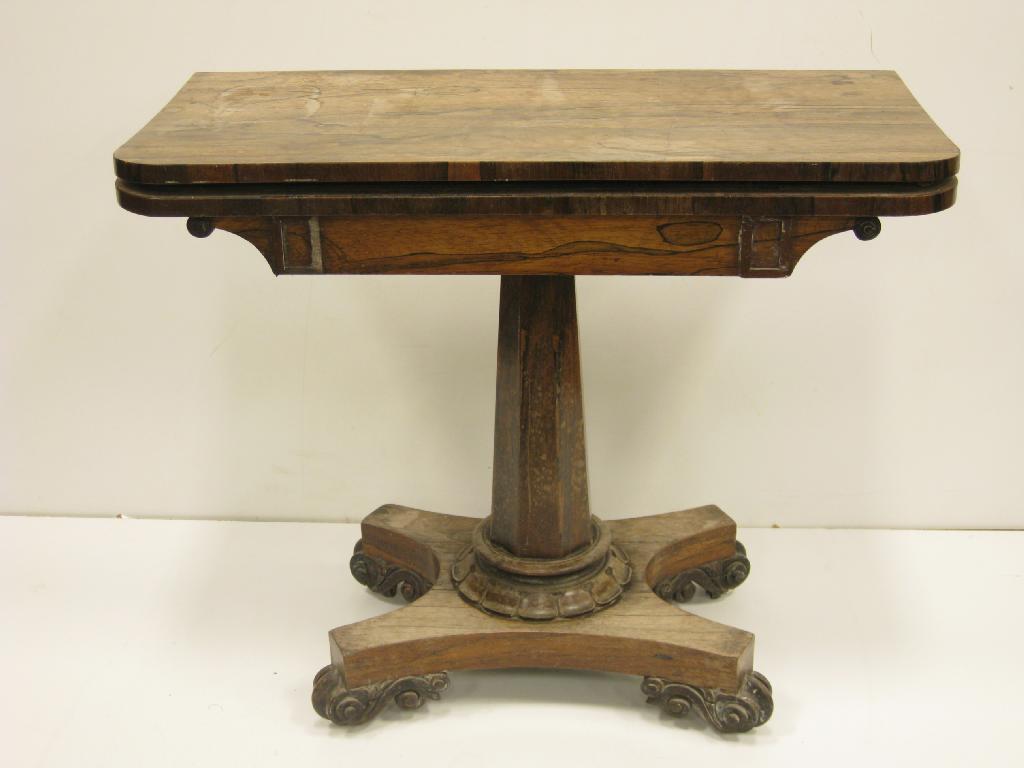 Appraisal: A th Century rosewood Card Table with carved column A