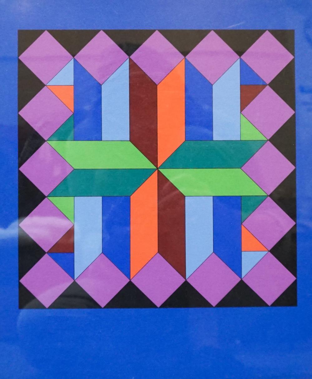 Appraisal: AFTER VICTOR VASARELY ABSTRACT SHAPES COLOR PRINT FRAME X IN