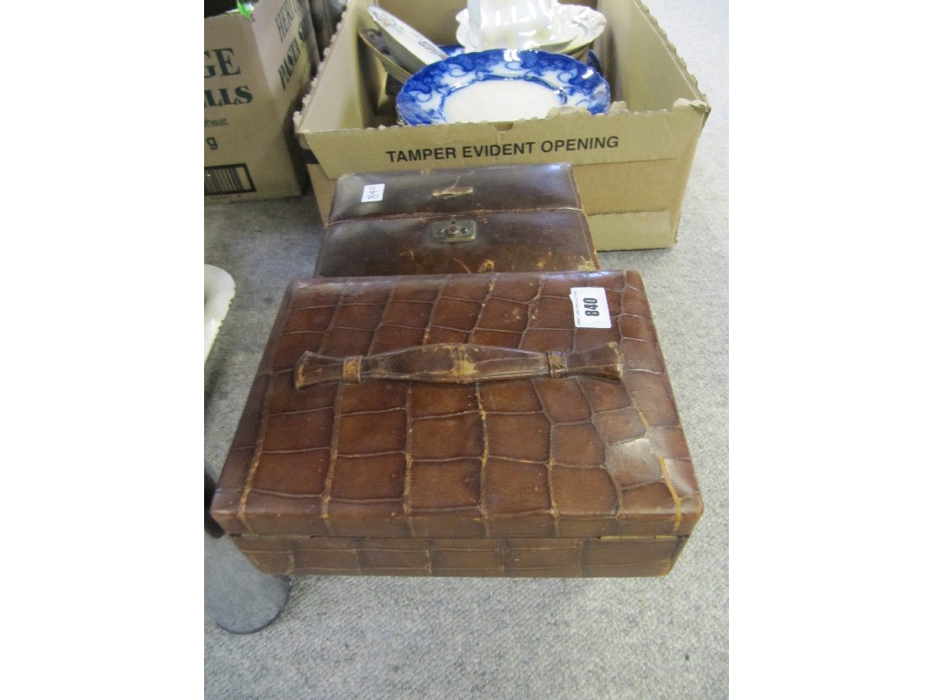 Appraisal: Lot comprising crocodile skin jewellery box and one other plus