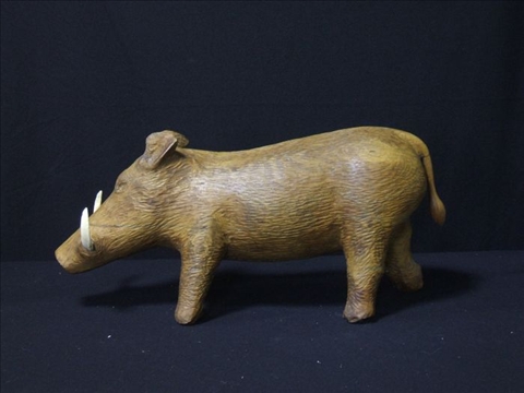 Appraisal: RICHARD MOY CARVED WART HOG Signed Richard Moy Circa -