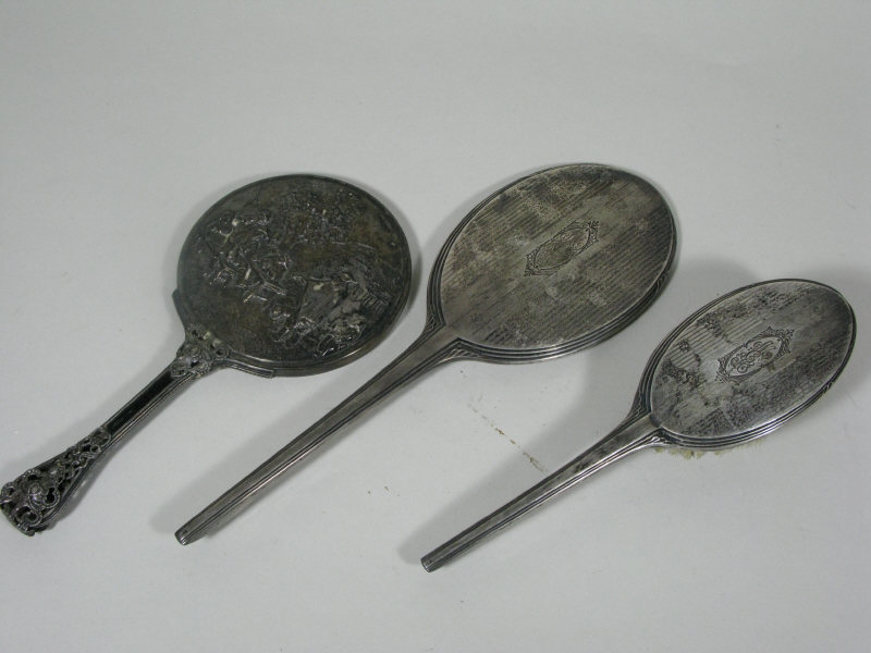 Appraisal: Three Sterling Vanity Items the first an Art Deco style