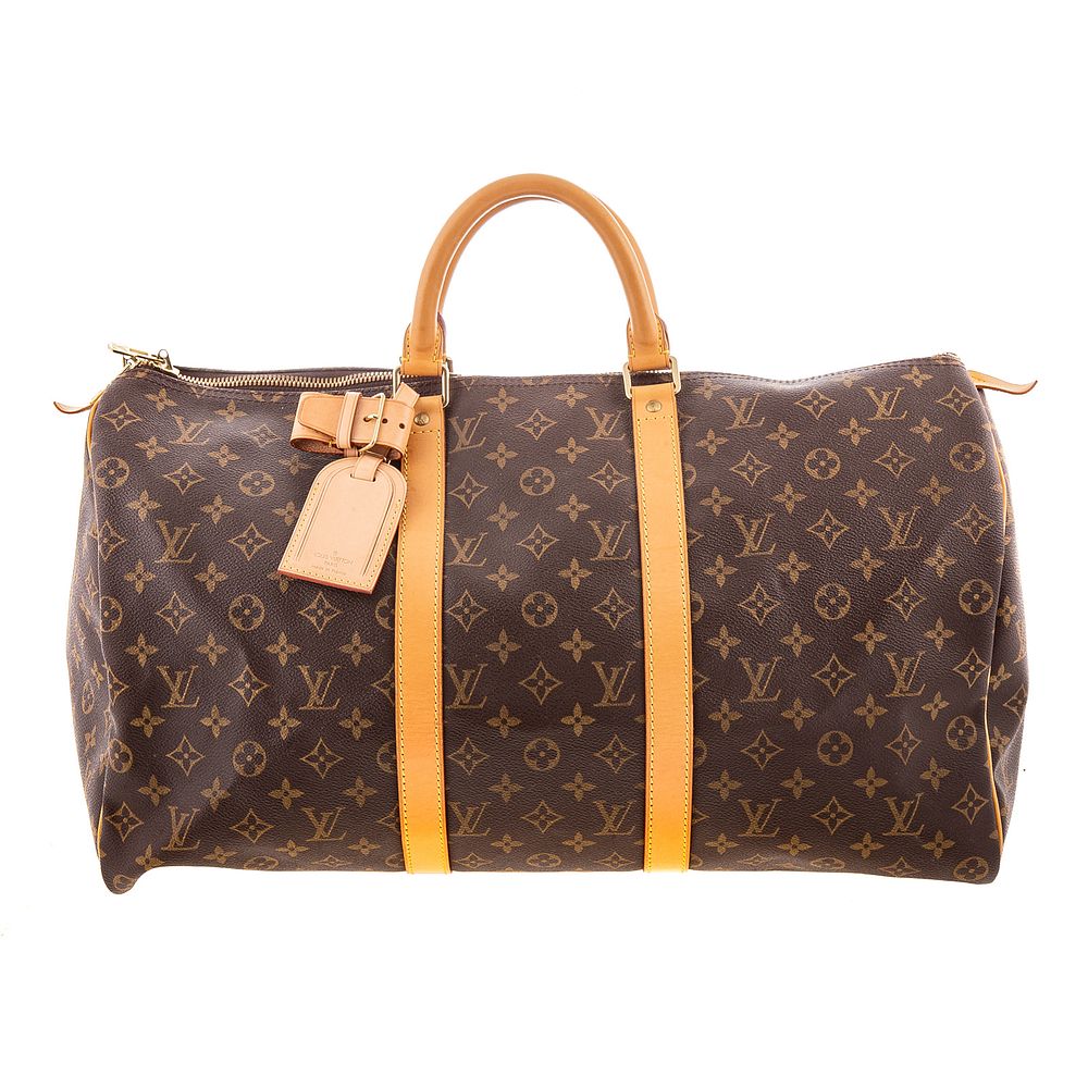 Appraisal: A Louis Vuitton Keepall A brown and tan Monogram coated