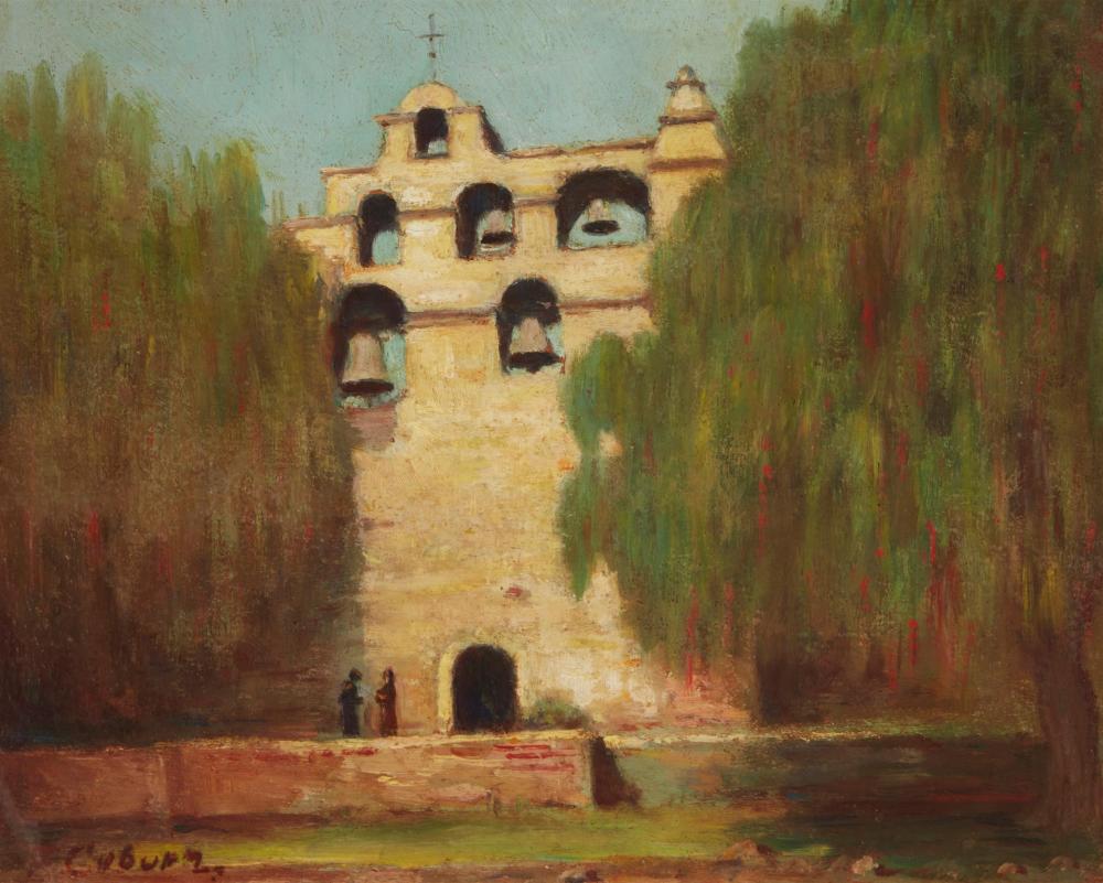 Appraisal: Frank Coburn - Mission San Gabriel Oil on board Signed