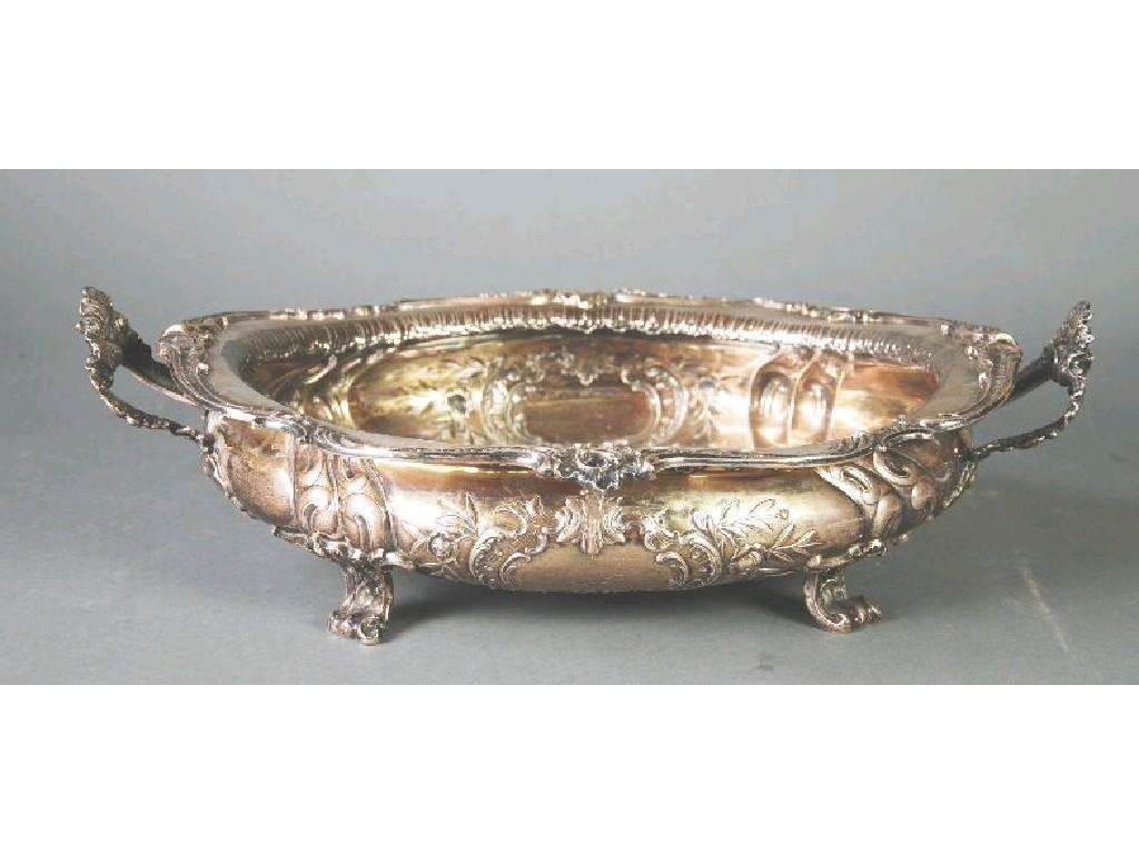 Appraisal: ANTIQUE GERMAN SILVER COLOURED METAL TWO HANDLED OVAL ROCOCO LARGE