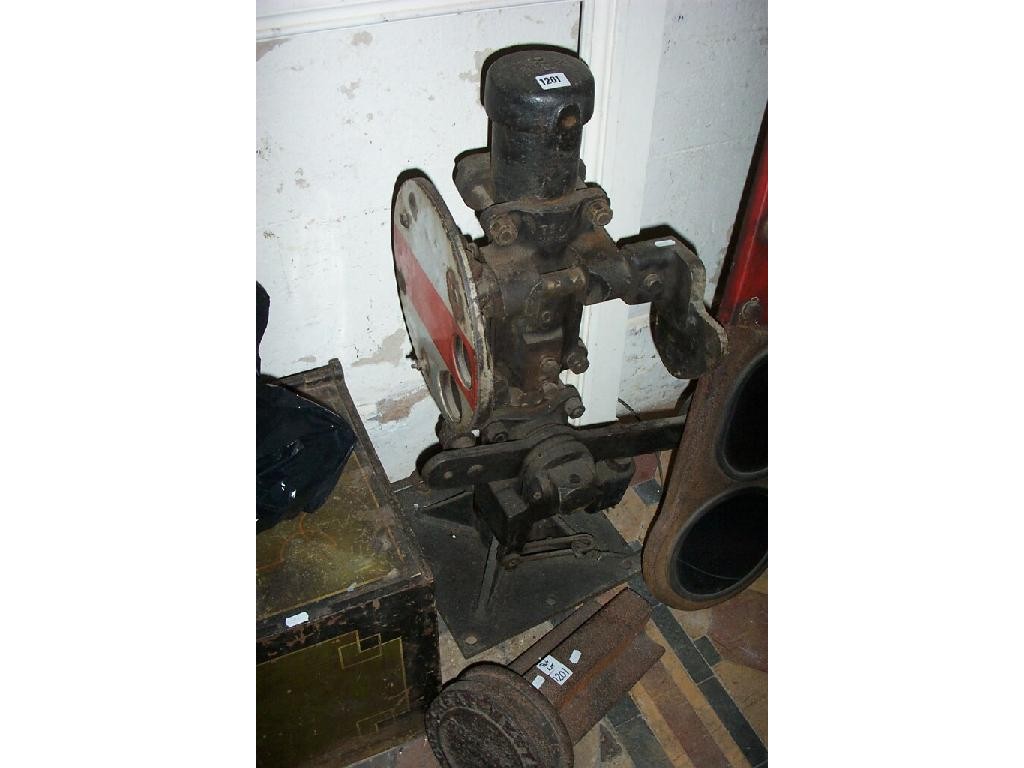 Appraisal: A cast iron British Rail ground lever signal together with