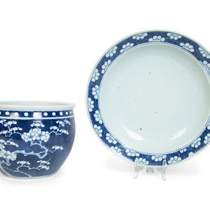 Appraisal: A Chinese Blue and White Porcelain Prunus Decorated Shallow Bowl