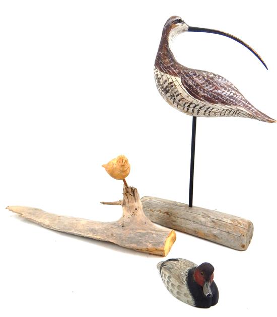 Appraisal: DECOYS three th C carved bird decoys W Ray Freden