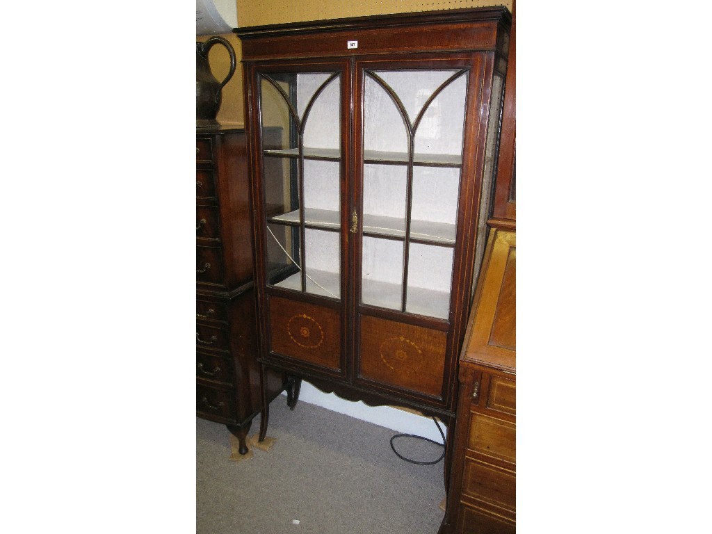 Appraisal: Edwardian mahogany and inlaid display cabinet