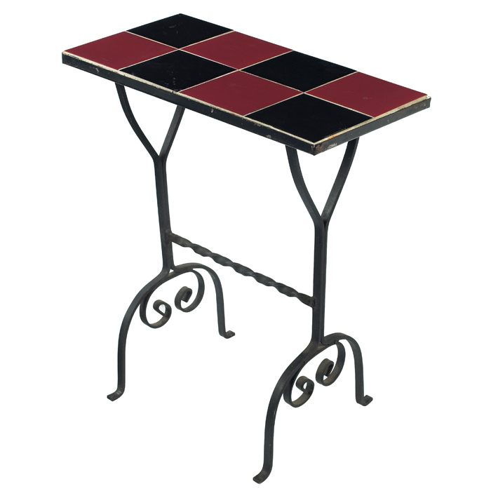 Appraisal: Arts Crafts table eight tiles to top above a twisted