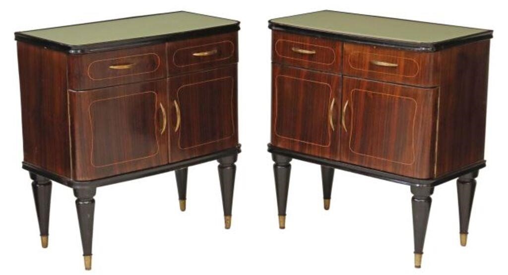 Appraisal: pair Italian mid-century modern rosewood bedside cabinets c s having