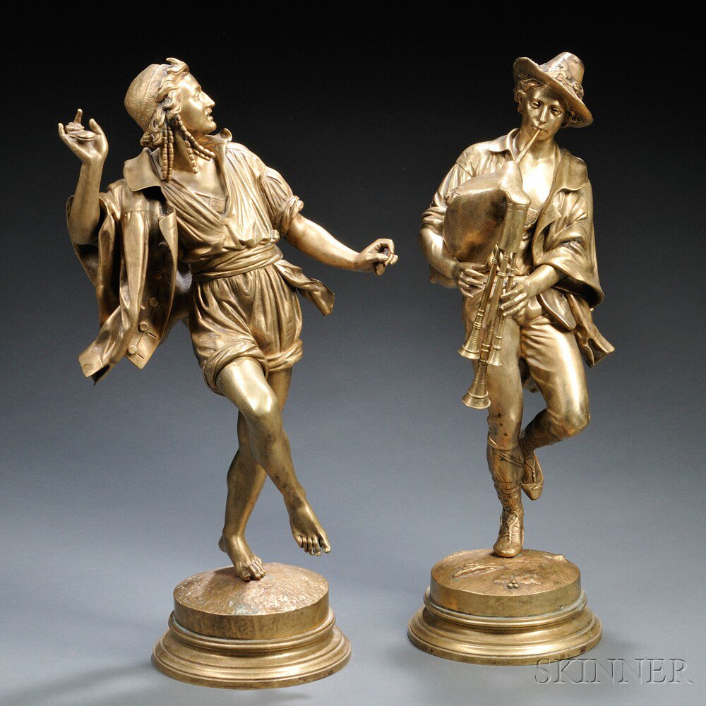 Appraisal: Celestin-Anatole Calmels French - Two Musicians the dor bronze figures