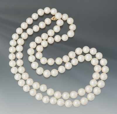 Appraisal: A MM Pearl Matinee Length Necklace with Gold Clasp Individually