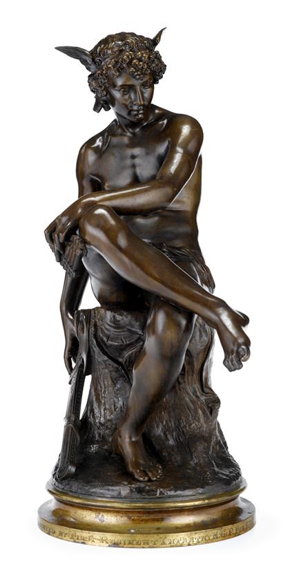 Appraisal: After Marius Pierre Montagne French - seated mercury Bronze medium