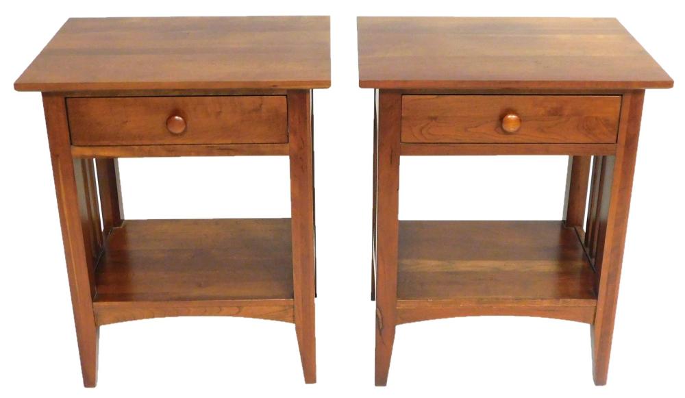 Appraisal: Ethan Allen pair of night stands Arts Crafts style cherry