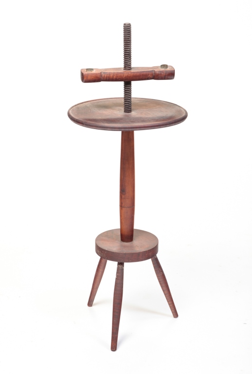 Appraisal: AMERICAN FLOOR STANDING CANDLE HOLDER Nineteenth century maple with some