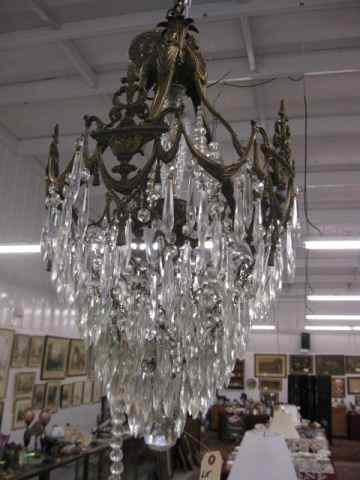 Appraisal: Bronze Crystal Chandelier urn tassel decor with tiers of cut