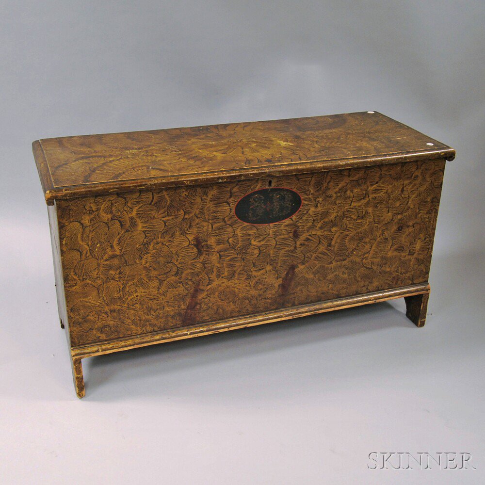 Appraisal: Putty-painted Pine Six-board Chest New England early th century original