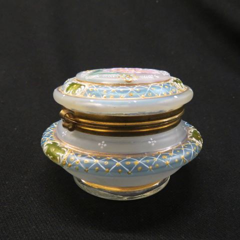 Appraisal: Victorian Enameled Art Glass Dresser Box floral diameter excellent