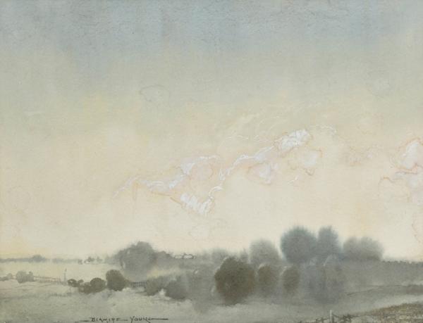 Appraisal: BLAMIRE YOUNG - Misty Landscape watercolour BLAMIRE YOUNG - Misty