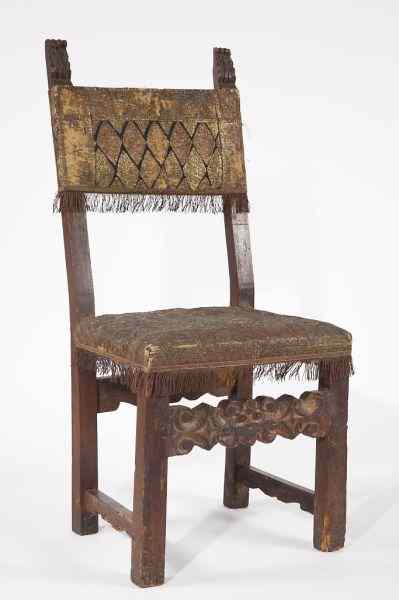 Appraisal: Italian Renaissance Side Chairprobably th century walnut back stiles with