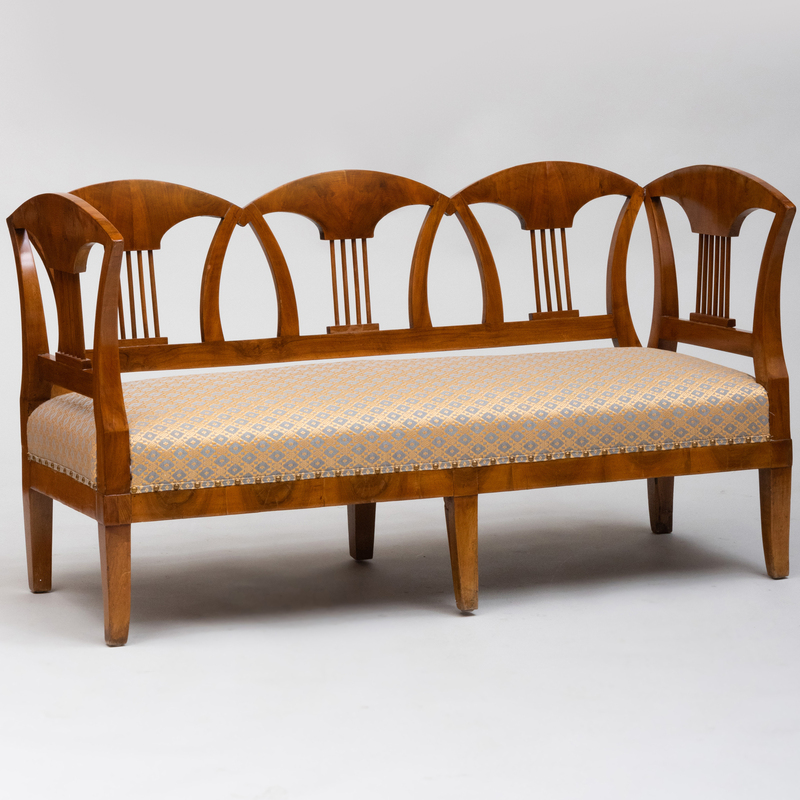 Appraisal: BIEDERMEIER BLACK WALNUT SETTEE x ft in x in height