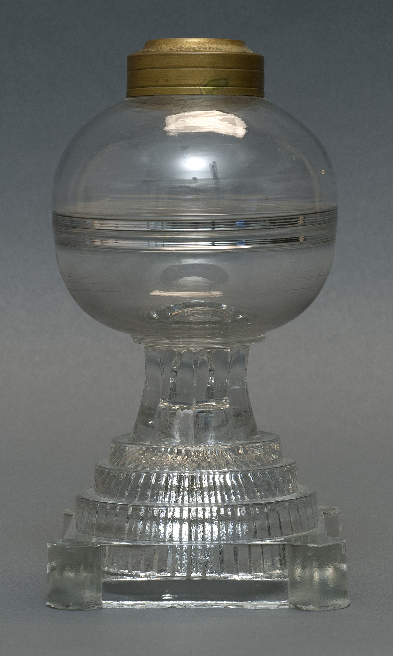 Appraisal: SANDWICH GLASS COMPANY CLEAR GLASS WHALE OIL LAMP BY THOMAS