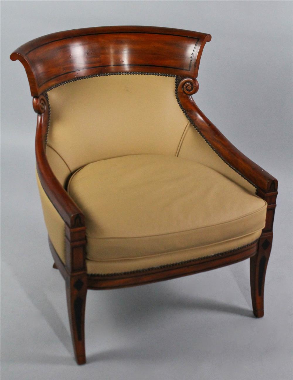 Appraisal: FRENCH DIRECTOIRE STYLE LEATHER CHAIR WITH NAILHEAD TRIM having a