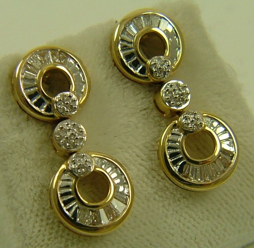 Appraisal: PAIR OF DIAMOND AND FOURTEEN KARAT GOLD EARRINGS each set