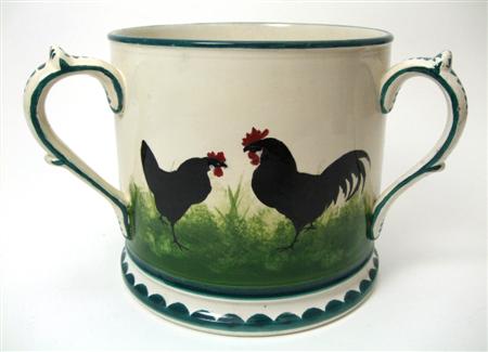 Appraisal: WEMYSS MEDIUM TYG CIRCA decorated with black cockerel and hens