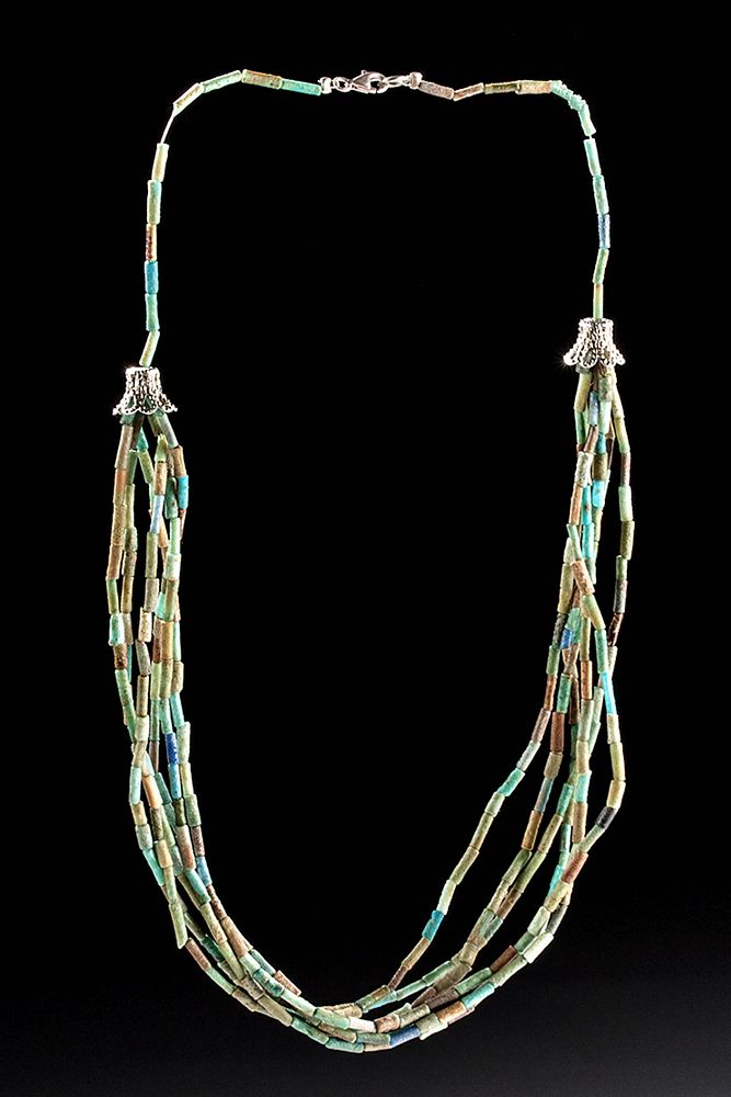 Appraisal: Egyptian Faience Bead Necklace - Wearable Ancient Egypt Third Intermediate