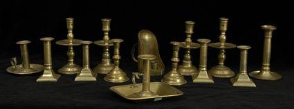 Appraisal: Fourteen Assorted English Brass Candlesticks and Chambersticks to in Provenance