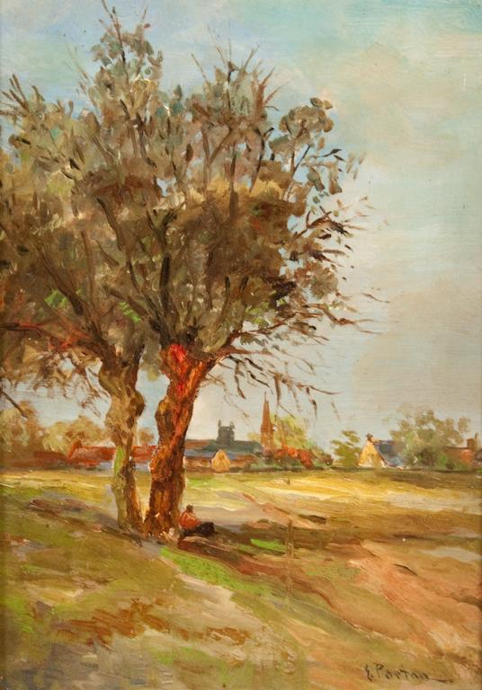 Appraisal: Ernest Parton American - Landscape with Figure Beneath Tree oil