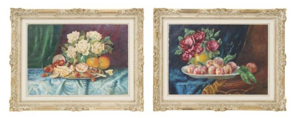 Appraisal: lot of Framed oil on canvas board painting Still Life