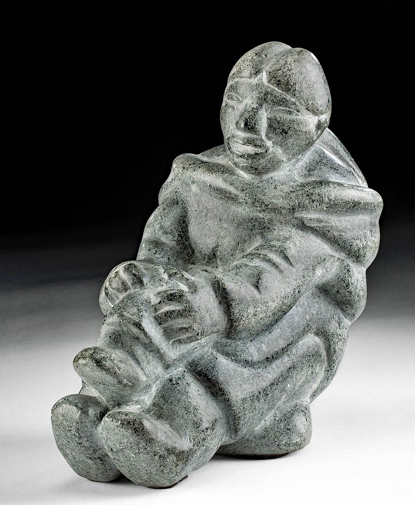 Appraisal: Vintage Inuit Soapstone Carving Woman w Boot First Nations Native