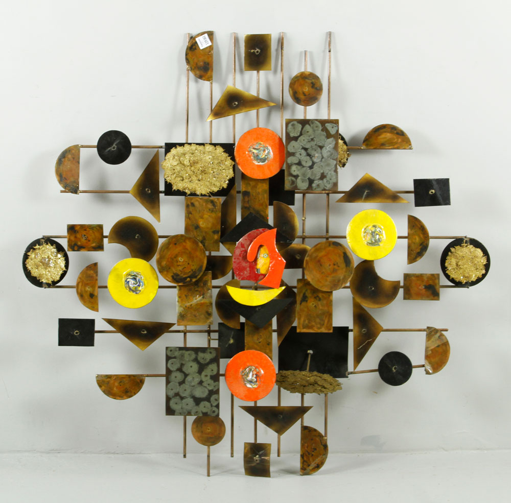 Appraisal: - Mid C Modern Brass and Enamel Sculpture Mid century