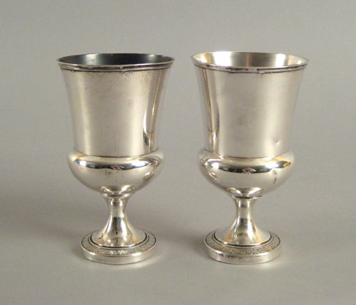 Appraisal: Pair of Philadelphia silver goblets ca bearing the touch of