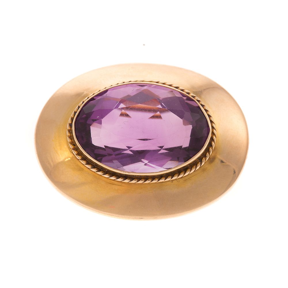 Appraisal: A Ladies Amethyst Pendant Brooch in K K yellow gold