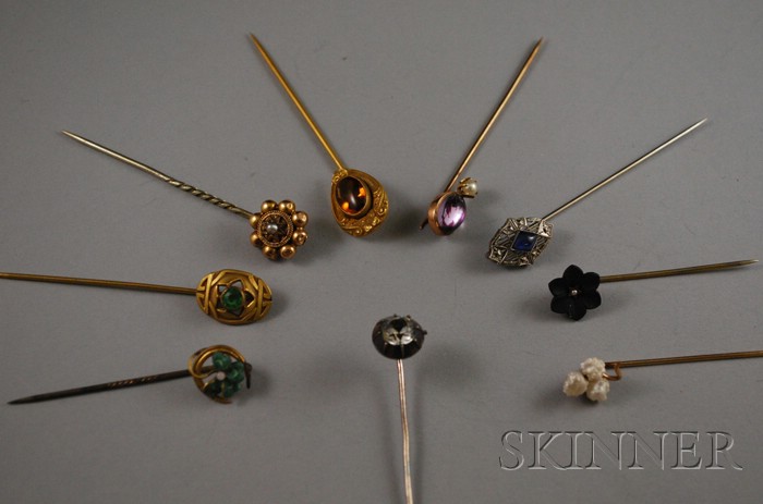 Appraisal: Nine Antique Gem-set Stickpins