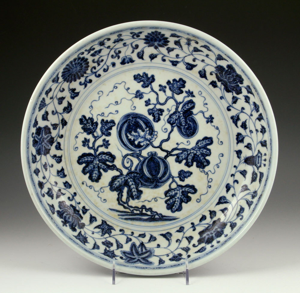 Appraisal: - Chinese Ming Style Blue and White Plate Porcelain Chinese