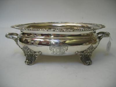 Appraisal: A LATE VICTORIAN PLATED TUREEN of bellied oval form the