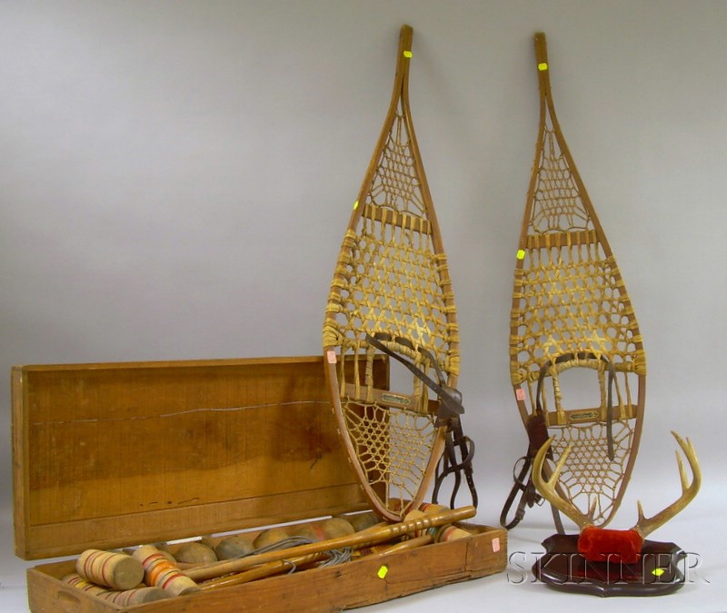 Appraisal: Pair of Wright Ditson Wood and Sinew Maine Snowshoes Painted