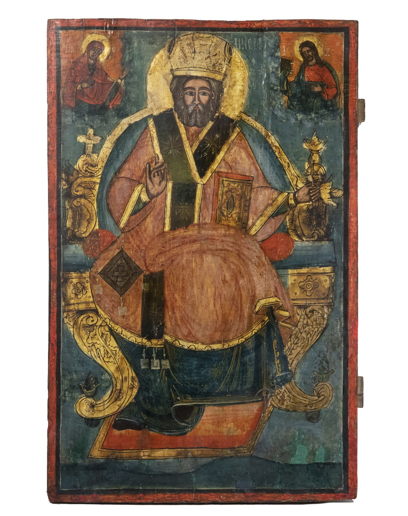 Appraisal: LARGE TH C UKRANIAN ICON OF ST NIKOLAS The Saint