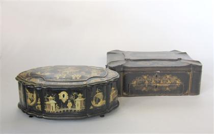 Appraisal: Two Chinese export lacquered boxes mid th century The first