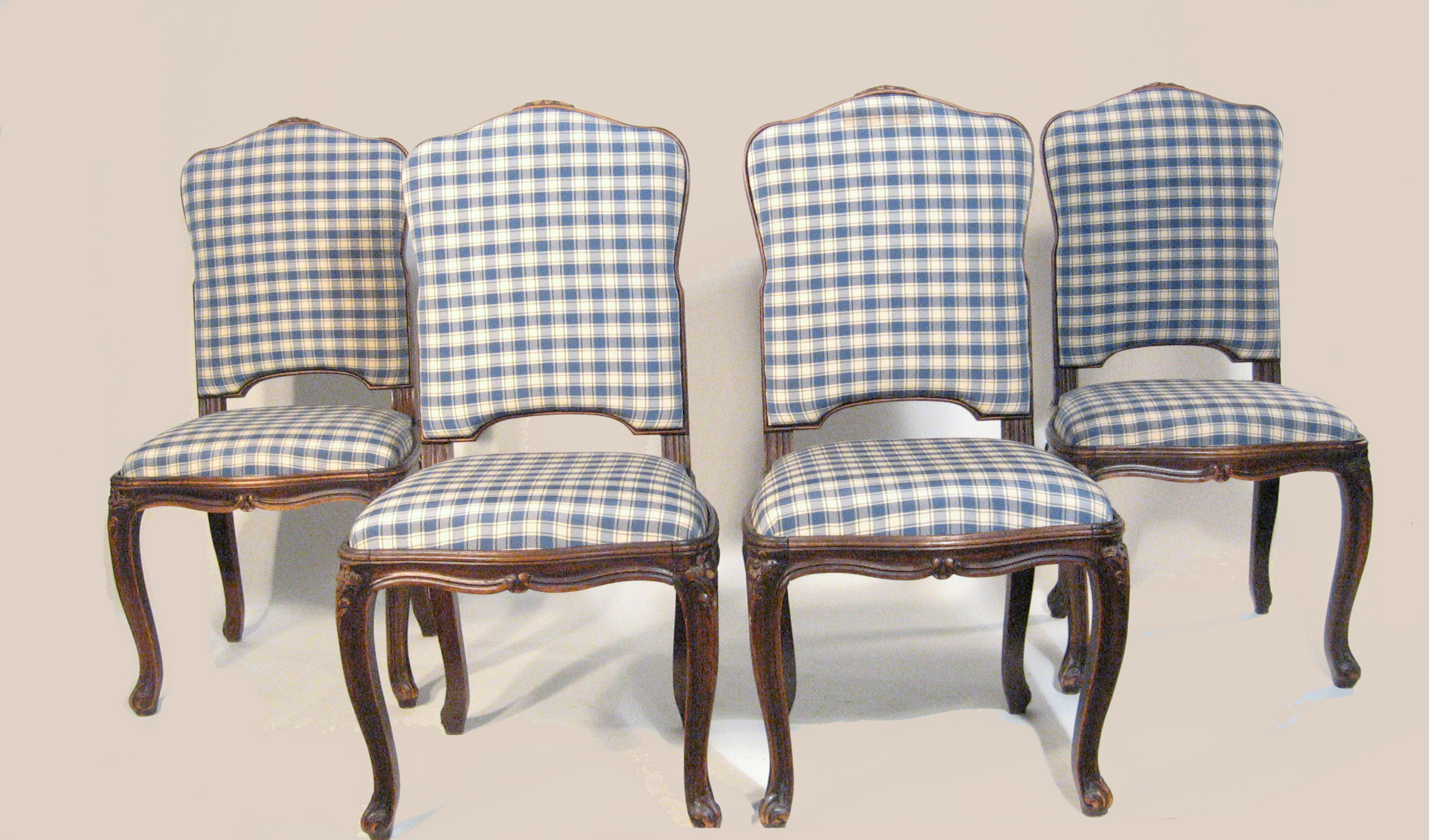 Appraisal: Set of four Louis XV style walnut side chairs Each