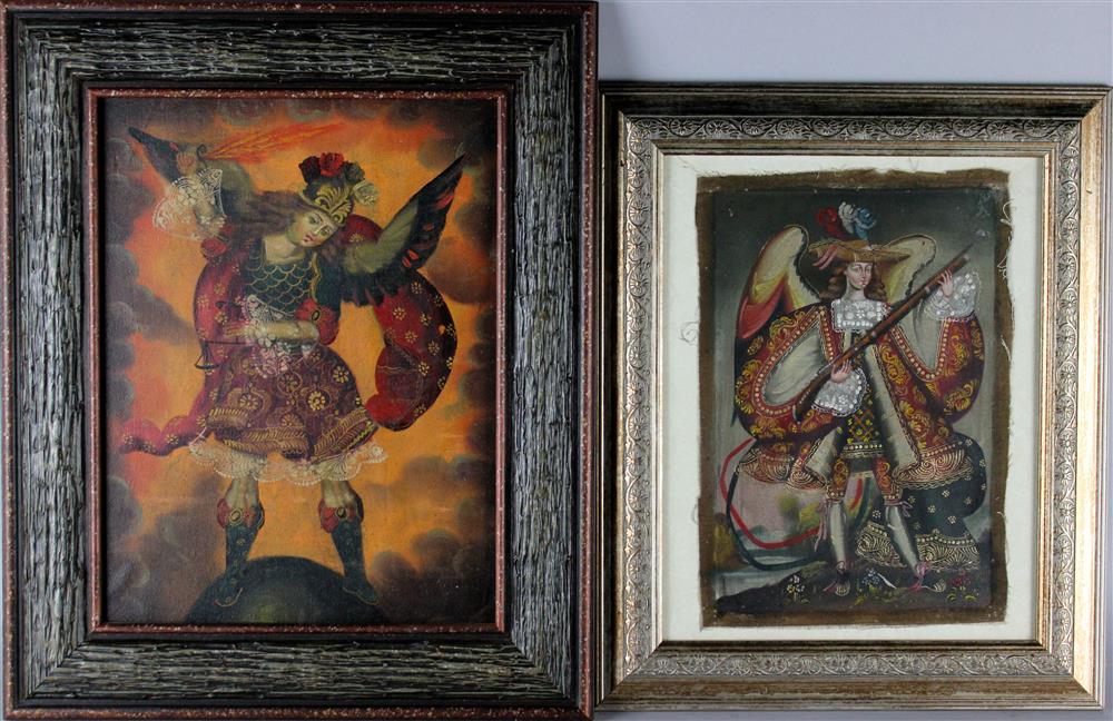 Appraisal: CUZCO SCHOOL TWO FRAMED ARCHANGELS MICHAEL AND ARCABUCERO Cuzco a